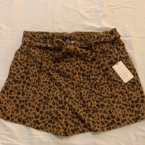 size XL high waisted paper bag shorts with tie waist